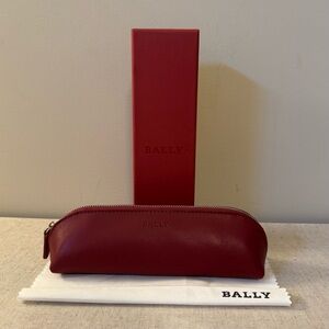 NIB Bally Maroon Zipper Accessory Pouch